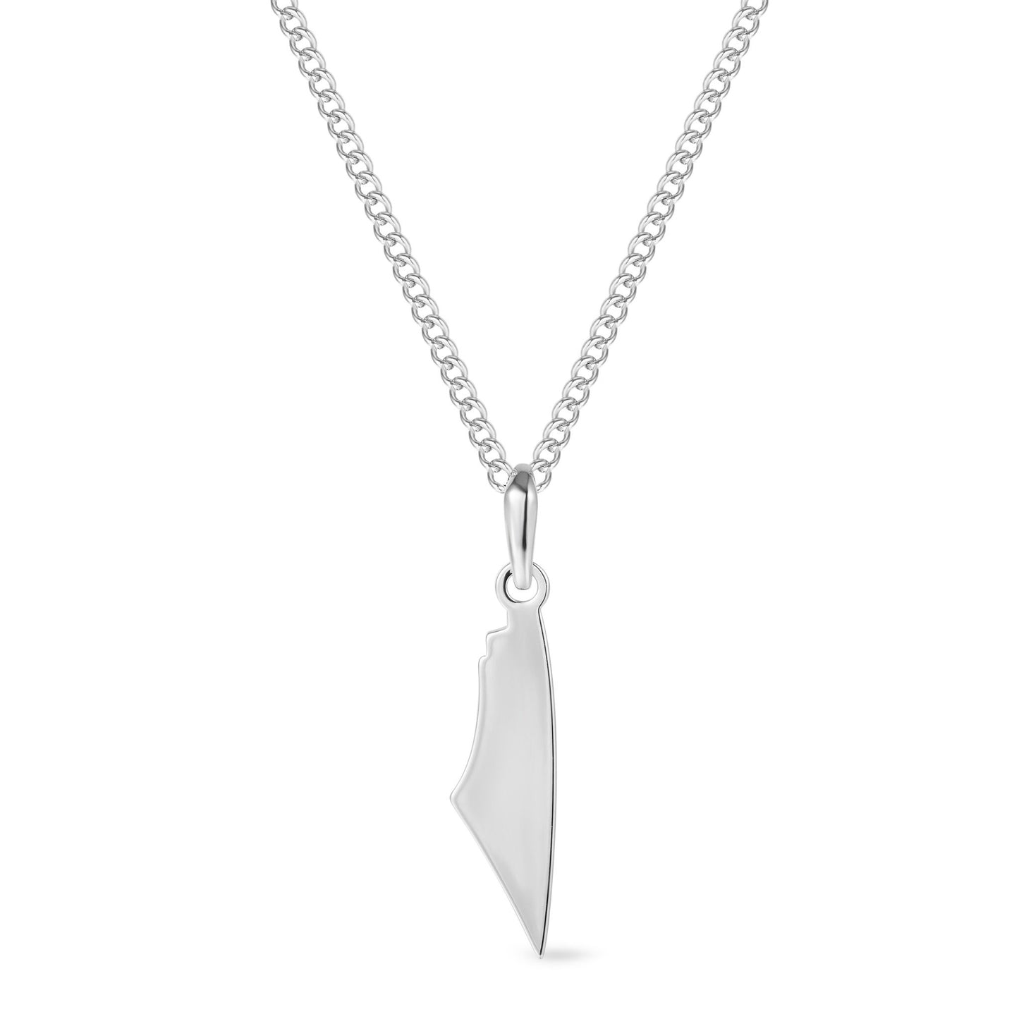 Map of Palestine Necklace Silver