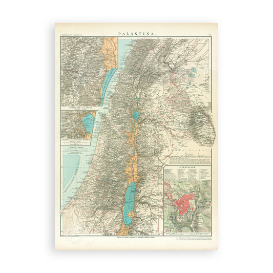 1905 Historic Map Of Palestine Print