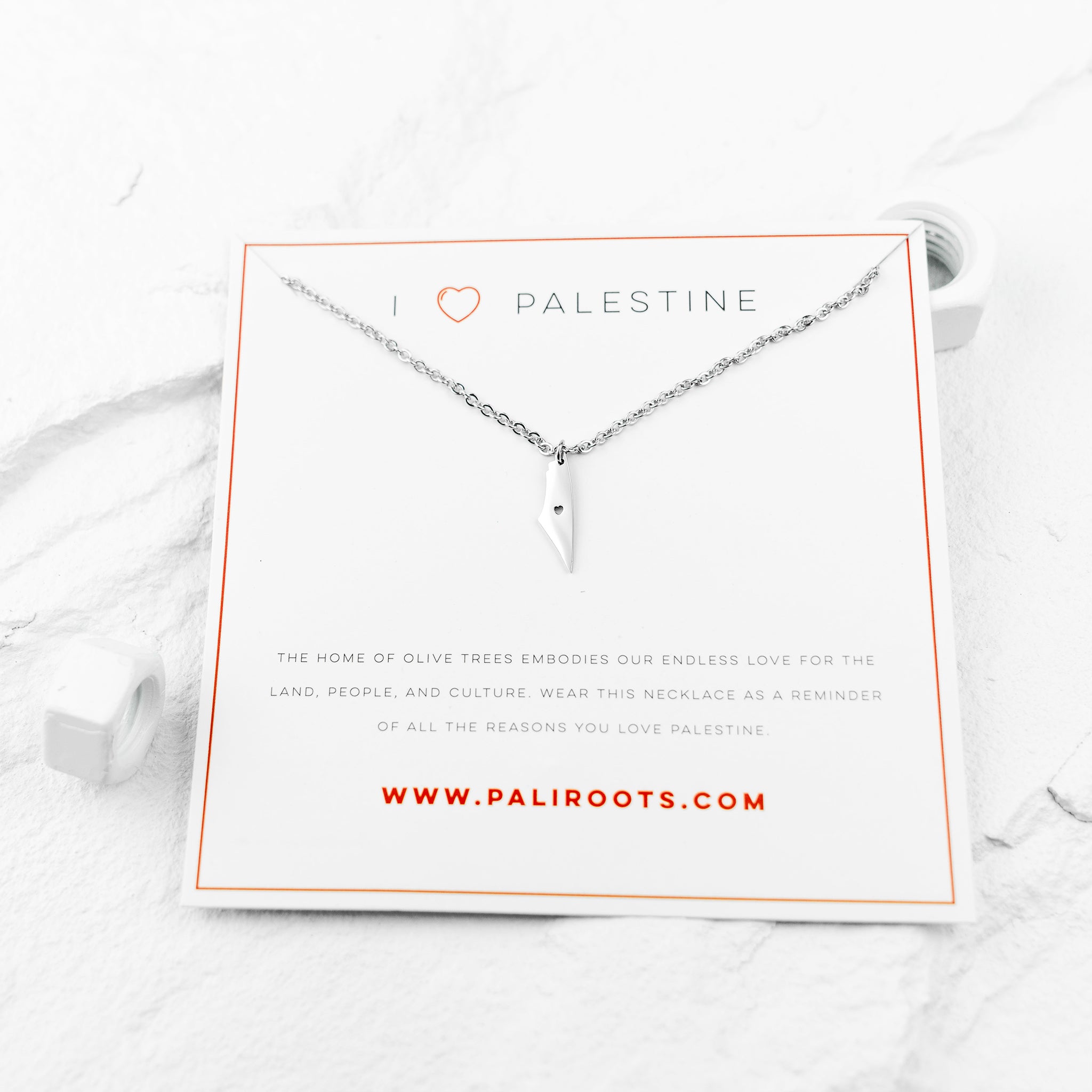 I Love Palestine Silver Necklace