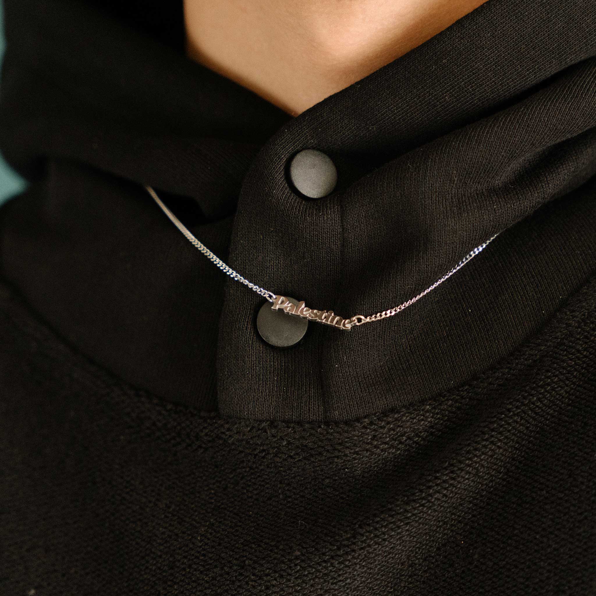 Palestine Curb Silver Necklace