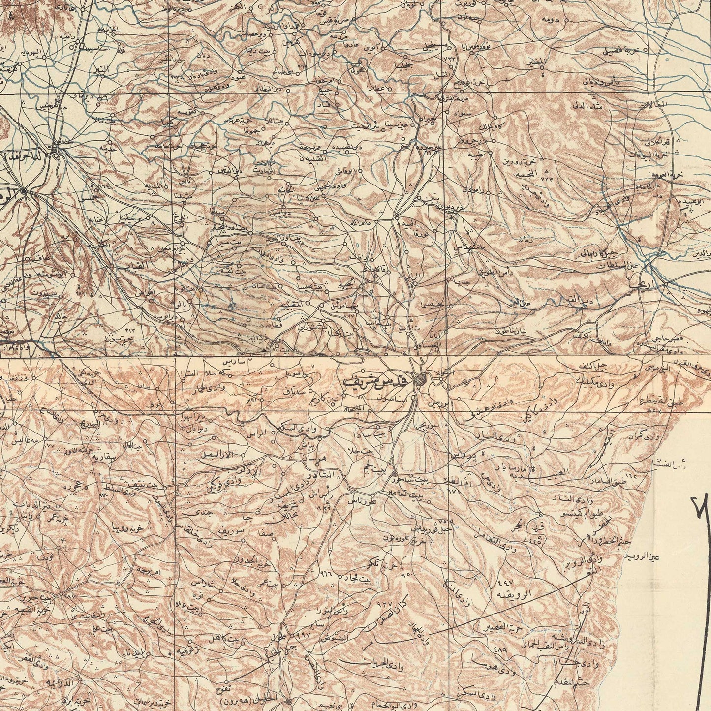 1918 Historic Arabic Map of Palestine Print