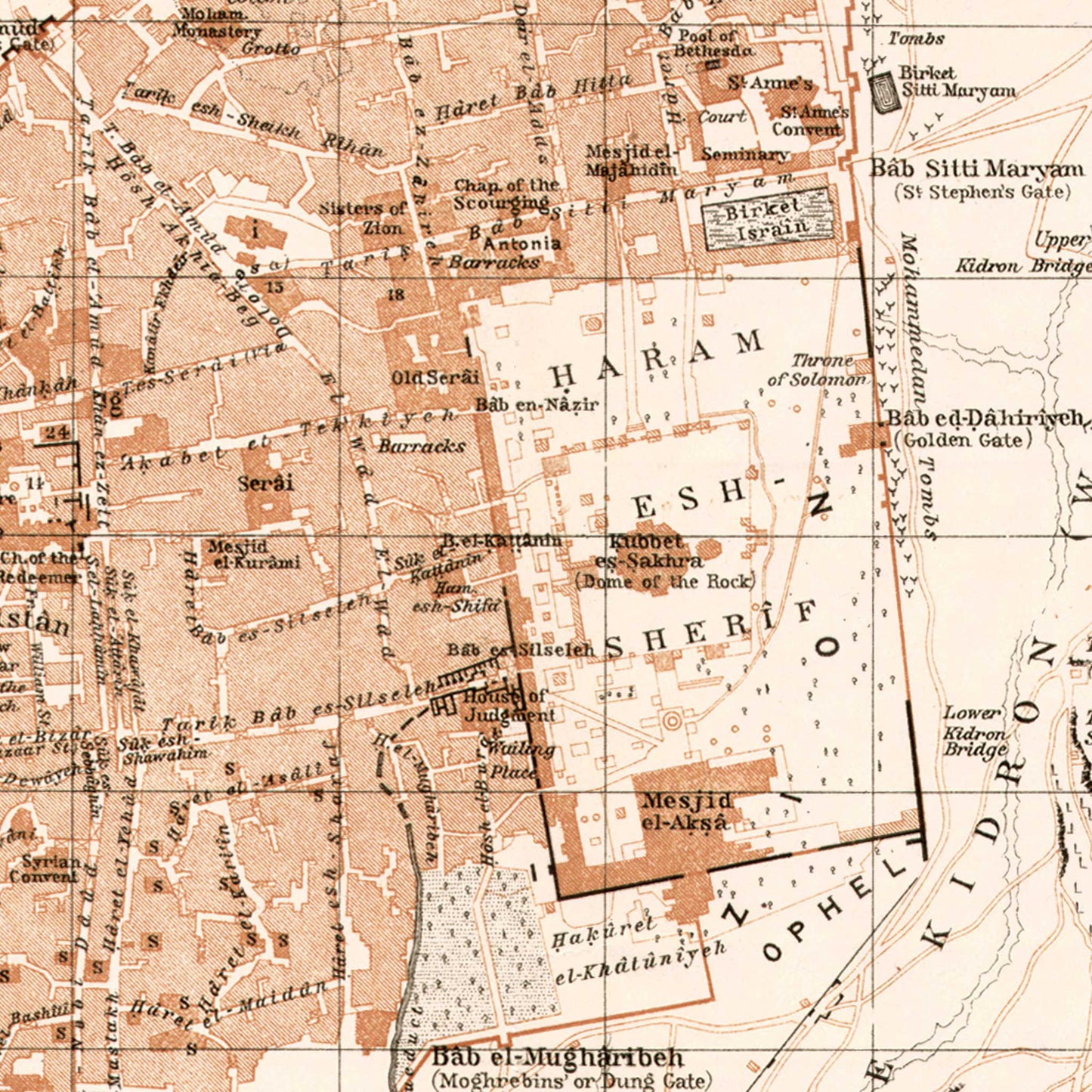 1911 Historic Map of Jerusalem Print